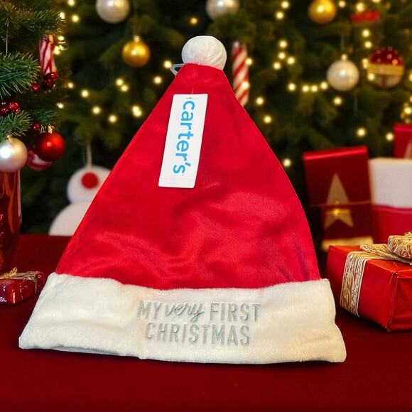 Carters Baby My Very First Christmas Santa Hat 12-24 Months Embroidered Gift Red - Picture 1 of 12